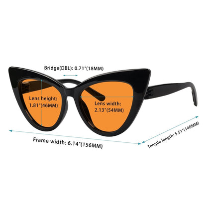 6 Pack 100% Blue Blocking Cat - eye Orange Glasses for Sleep Metalless R2318 - B98eyekeeper.com