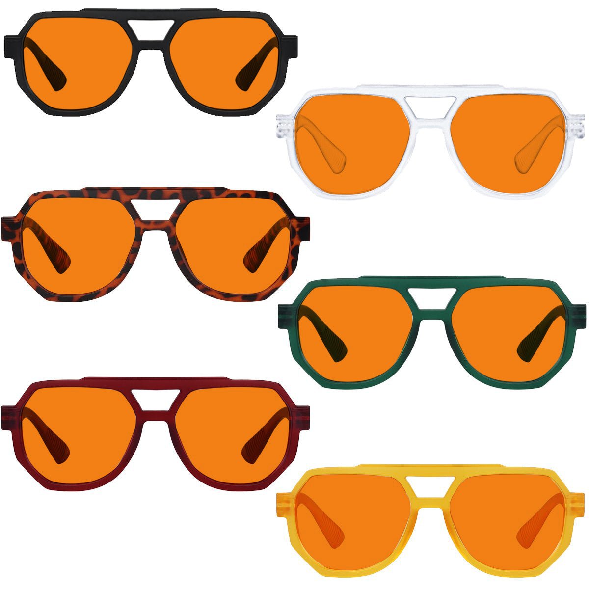 6 Pack 100% Blue Blocking Orange Glasses for Sleep Metalless Pilot R2309 - B98eyekeeper.com