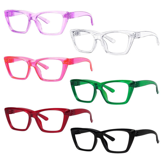 6 Pack 30% Blue Light Blocking Cat - eye Metalless Screwless Glasses R2514 - B15eyekeeper.com