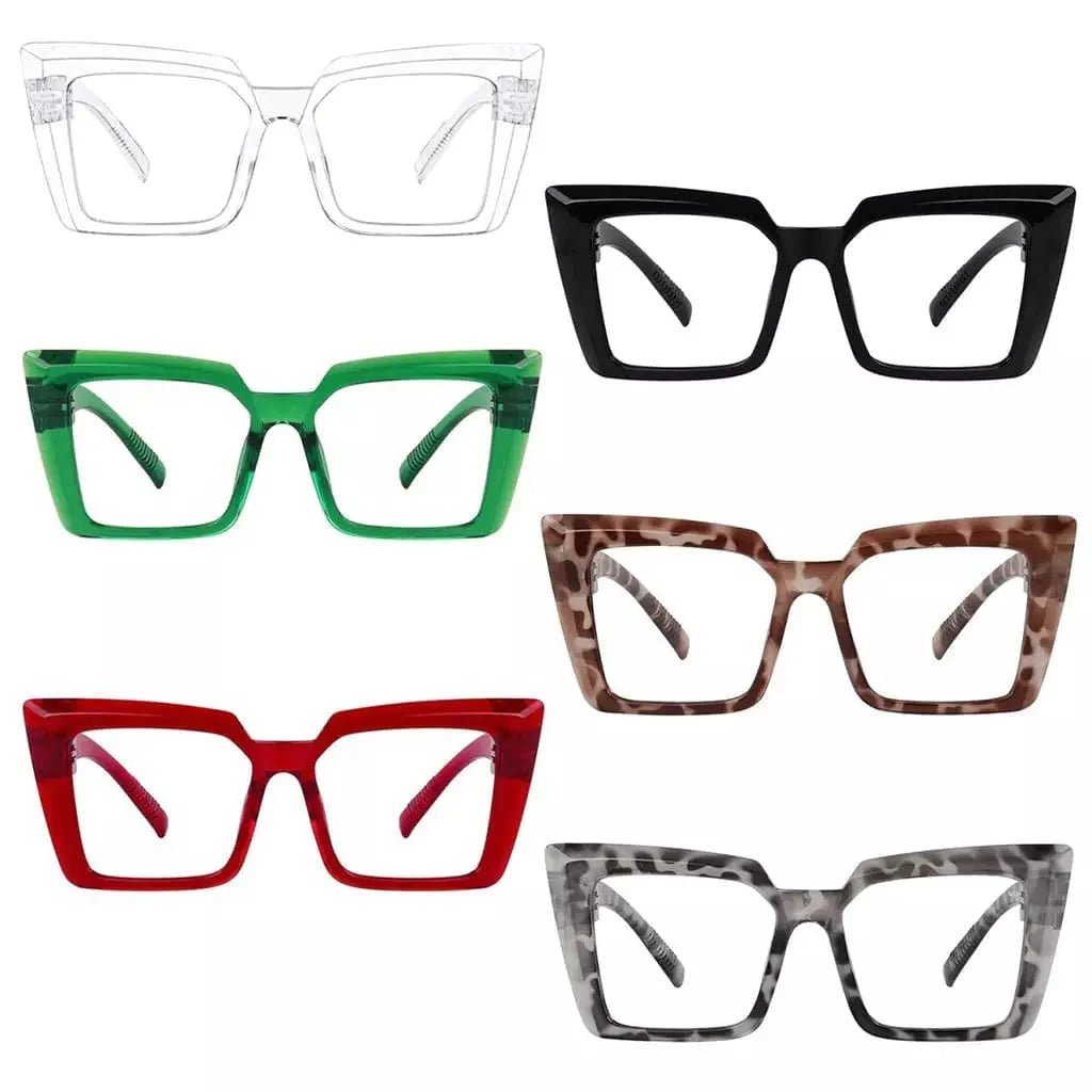 6 Pack 30% Blue Light Blocking Oversized Screwless Reading Glasses NR2141 - B15eyekeeper.com
