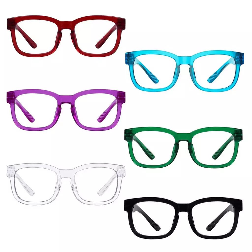 6 Pack 30% Blue Light Blocking Square Metalless Screwless Eyewear R033 - B15eyekeeper.com