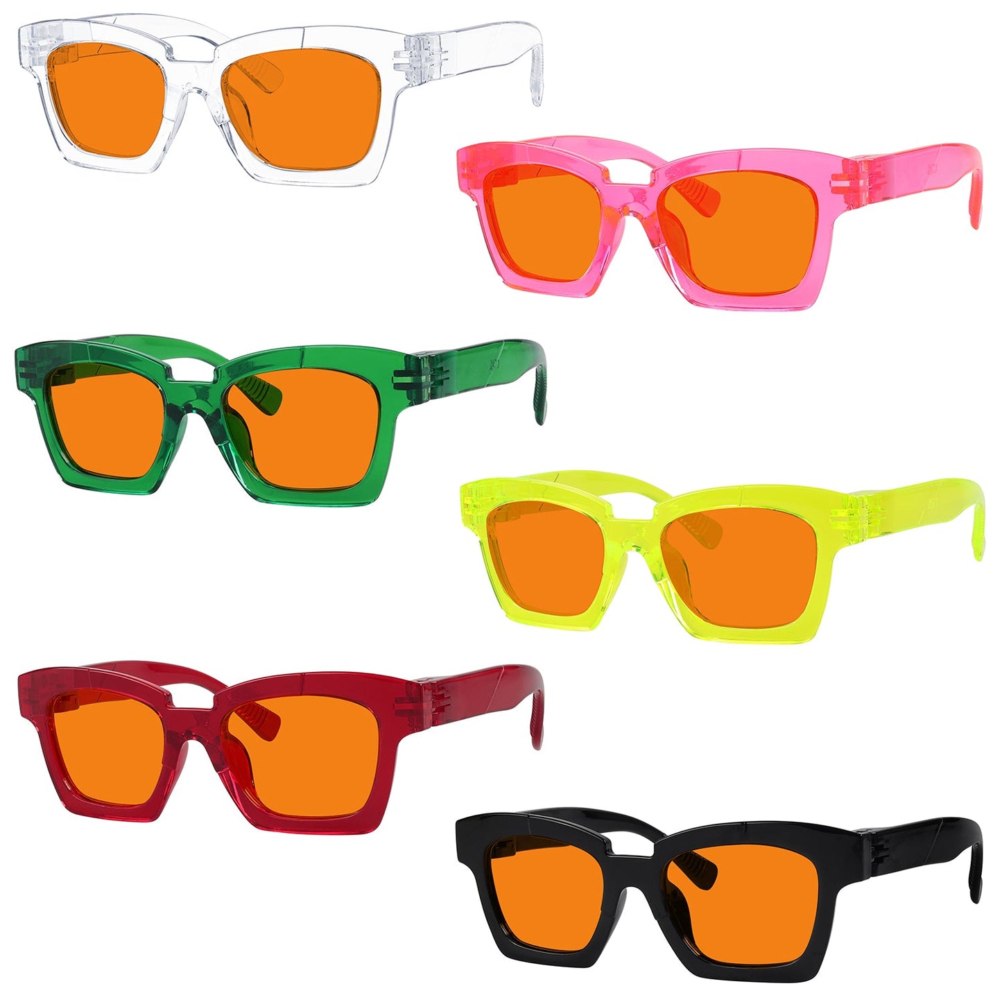 6er Pack 100% Blaulicht-Blocker-Orange-Brille Metalllos Schraubenlos NR2019-B98