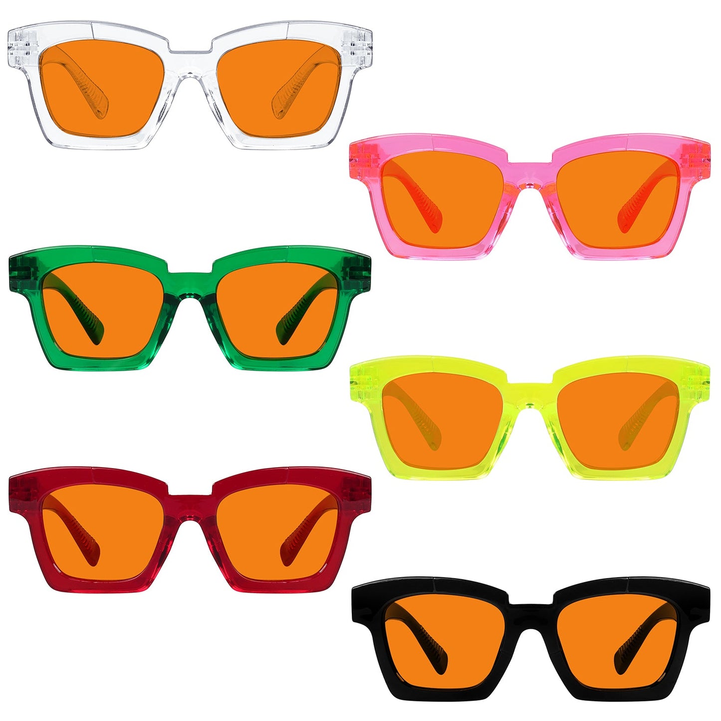 6er Pack 100% Blaulicht-Blocker-Orange-Brille Metalllos Schraubenlos NR2019-B98