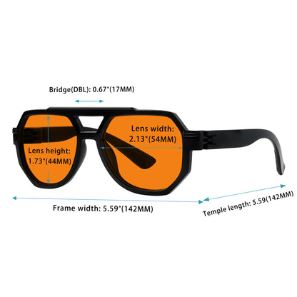 100% Blaulichtblocker Orange Metalllose Pilotenbrille NR2309-B98