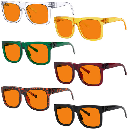 6 Pack 100% Blue Blocking Orange Glasses Nighttime Metalless Screwless Eyewear NR2316-B98
