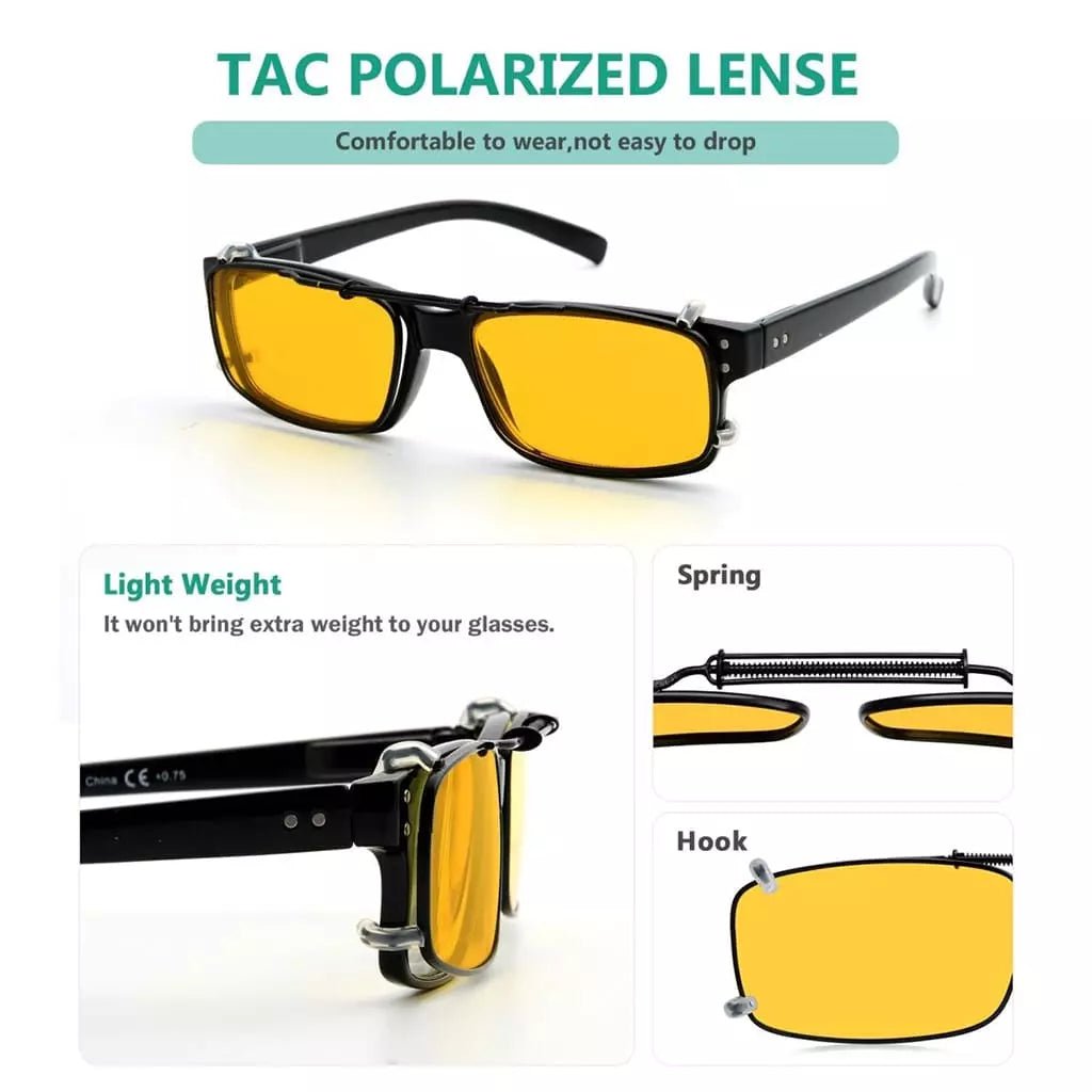 Clip on Polarized Night Vision Driving Glasses C63 (52MMx33MM)eyekeeper.com