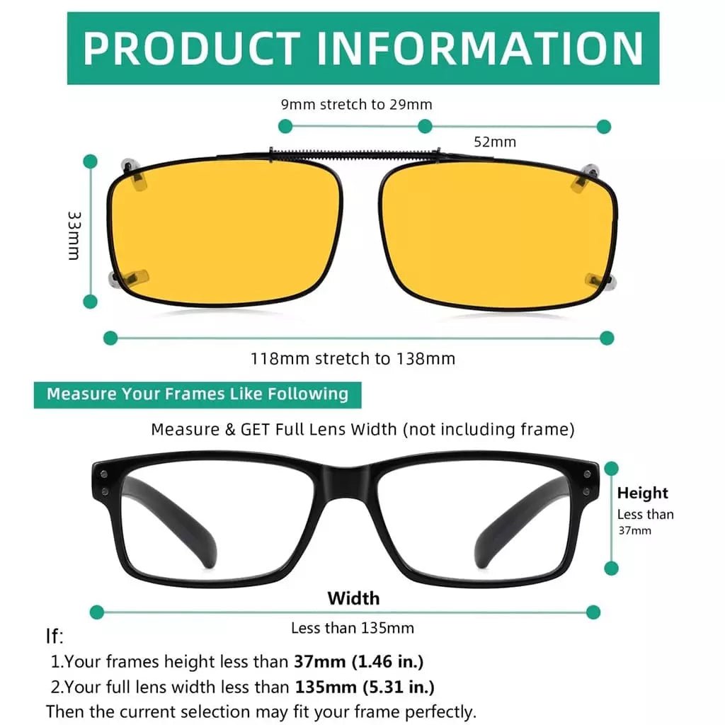 Clip on Polarized Night Vision Driving Glasses C63 (52MMx33MM)eyekeeper.com