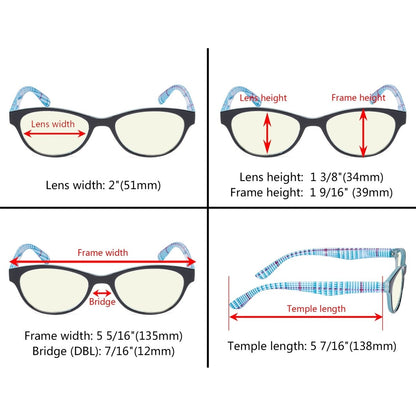 10 Pack Cat Eye Patterned Blue Light Blocking Reading Glasses CG074