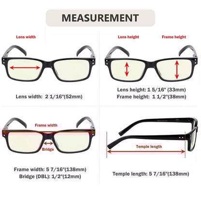 (Must Buy Both Eye) Custom Computer Glasses with Different Power for Each Eye UVPR032 Blackeyekeeper.com