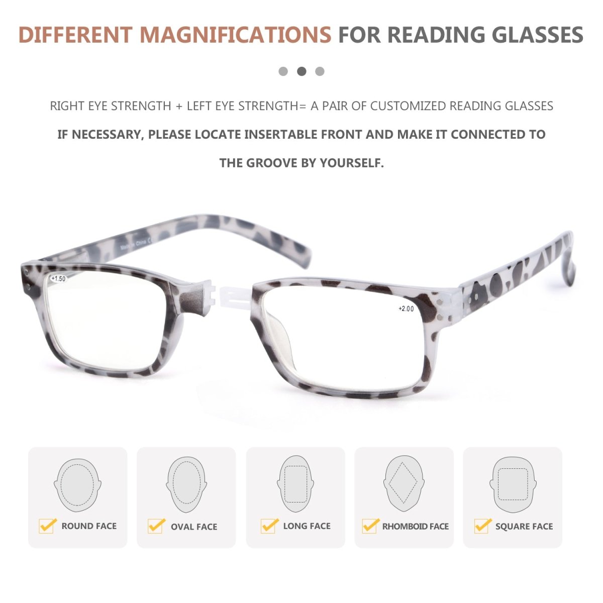 (Must Buy Both Eye) Reading Glasses with Different Strength for Each Eye PR032 Grey Tortoiseeyekeeper.com