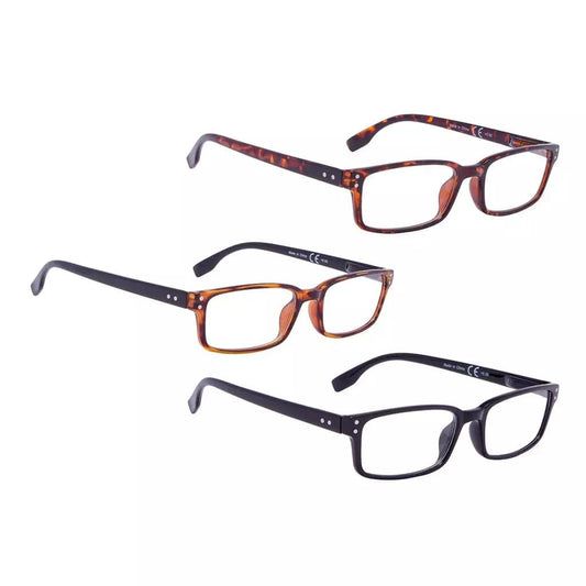 READING GLASSES 3 Pack Stylish Rectangle Readers 3 - R097eyekeeper.com