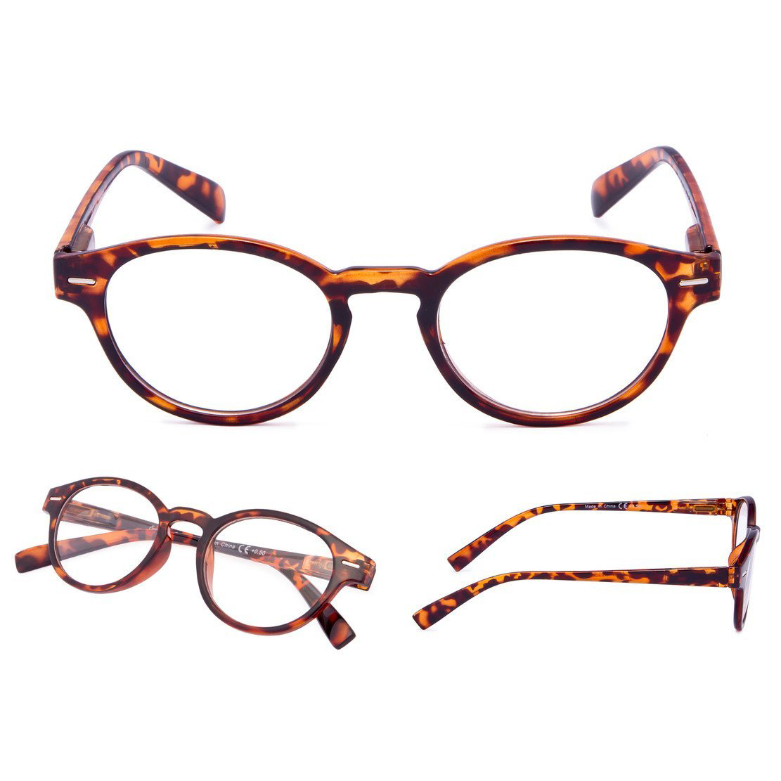 4er-Pack Retro-Ovale Lesebrillen Reading Glasses3-R091