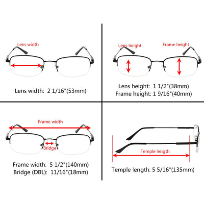 Rectangle Reading Glasses Half Rim Classic Men Women R1704