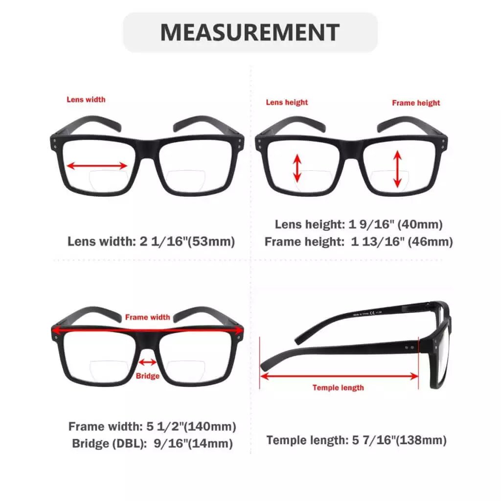Rectangle Transition Photochromic Bifocal Reading Glasses BSBR2142eyekeeper.com