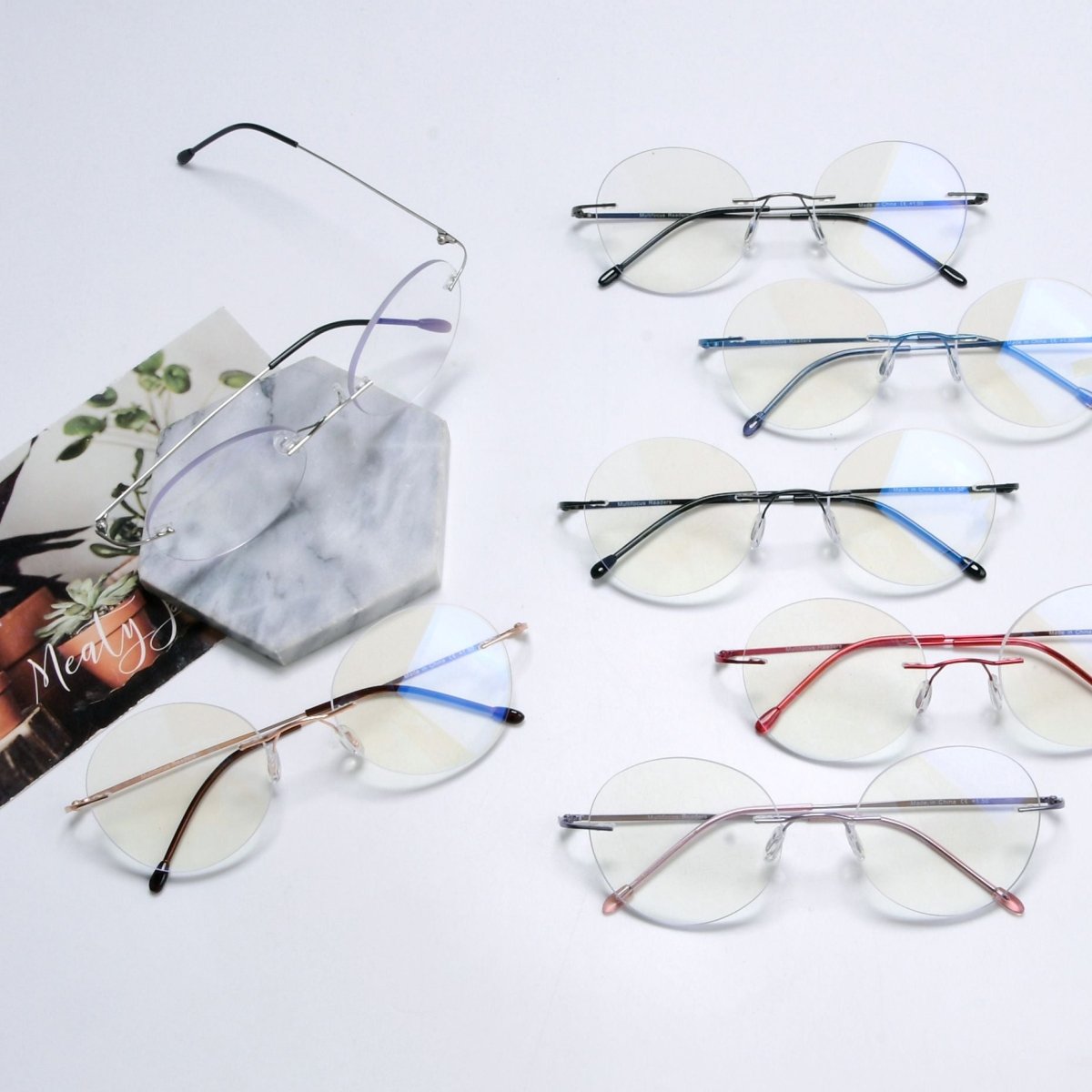 Rimless Round Multifocus Progressive Reading Glasses MWK9910eyekeeper.com