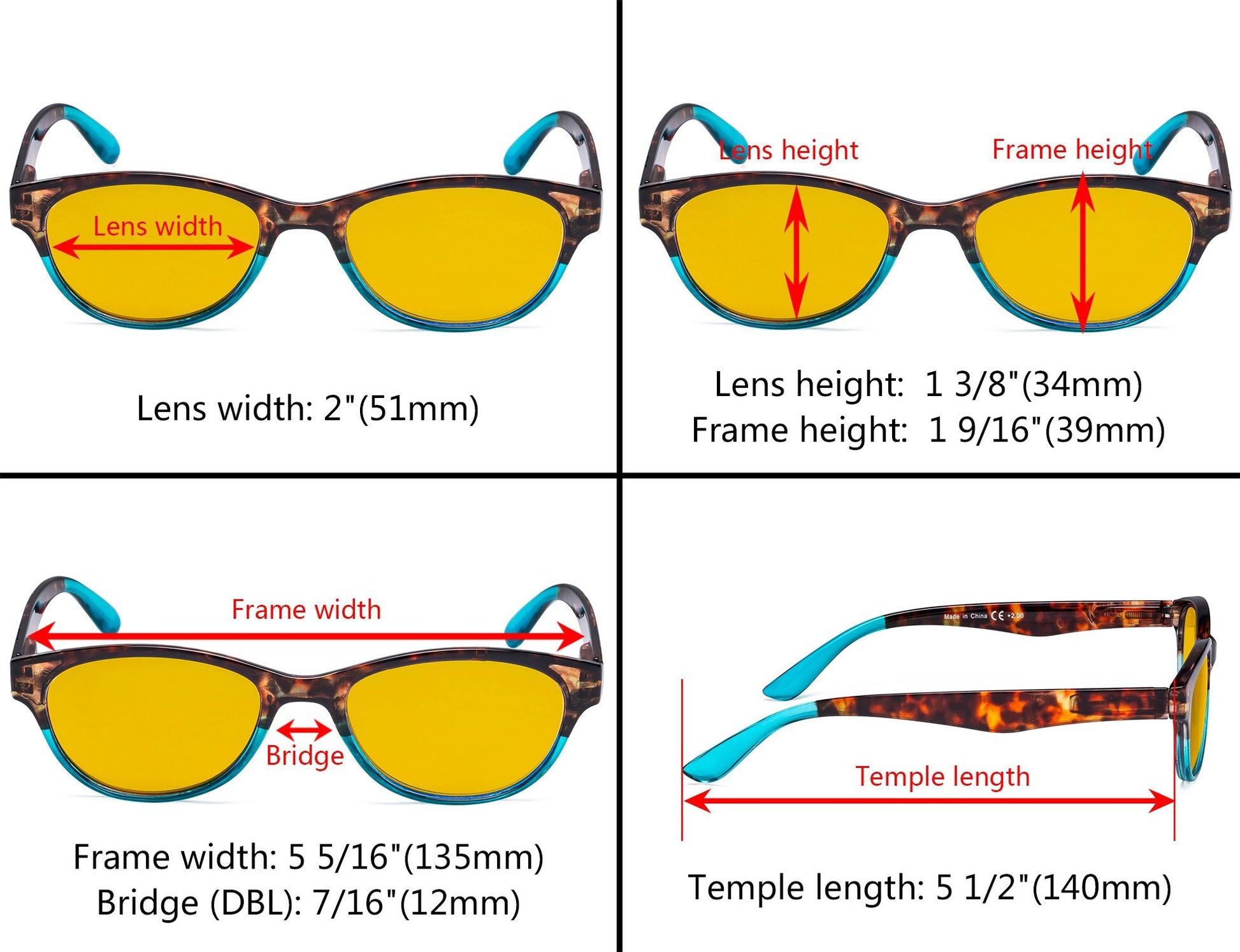 Blue Light Blocking Reading Glasses Dimension