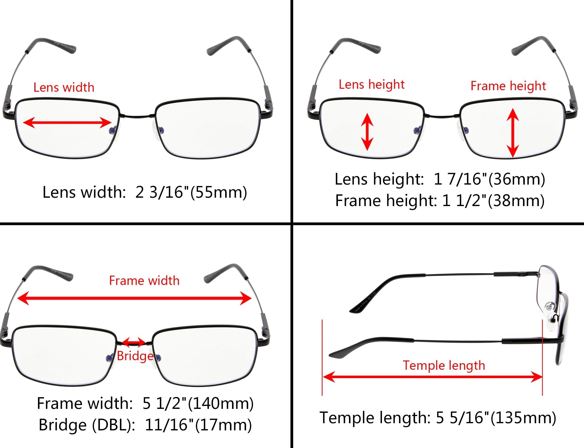 Chic Rectangle Multifocal Progressive Reading Glasses M1701